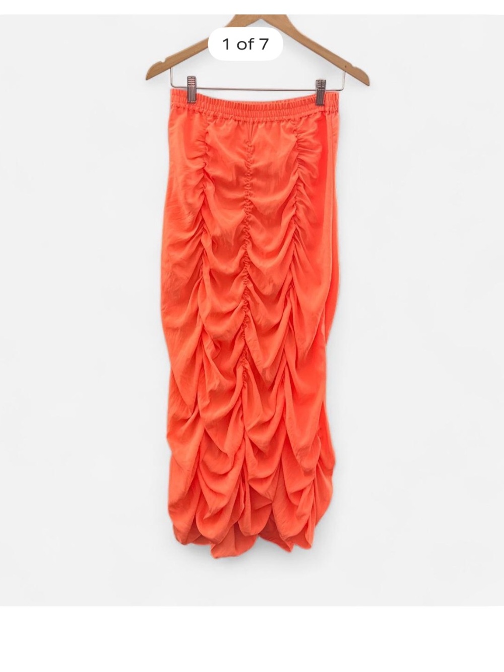 Calypso St. Barth Areo maxi skirt XS Ruched bright Coral resortwear eurosummer